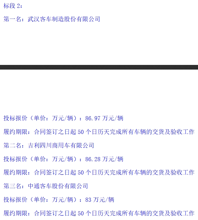 299辆纯电动客车采购大单候选人公示，谁能中标？(图2)